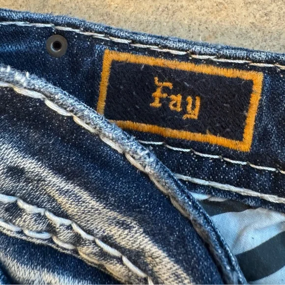 Rock Revival Blue Boot Cut Jeans with Vintage Distressing - Picture 5 of 7